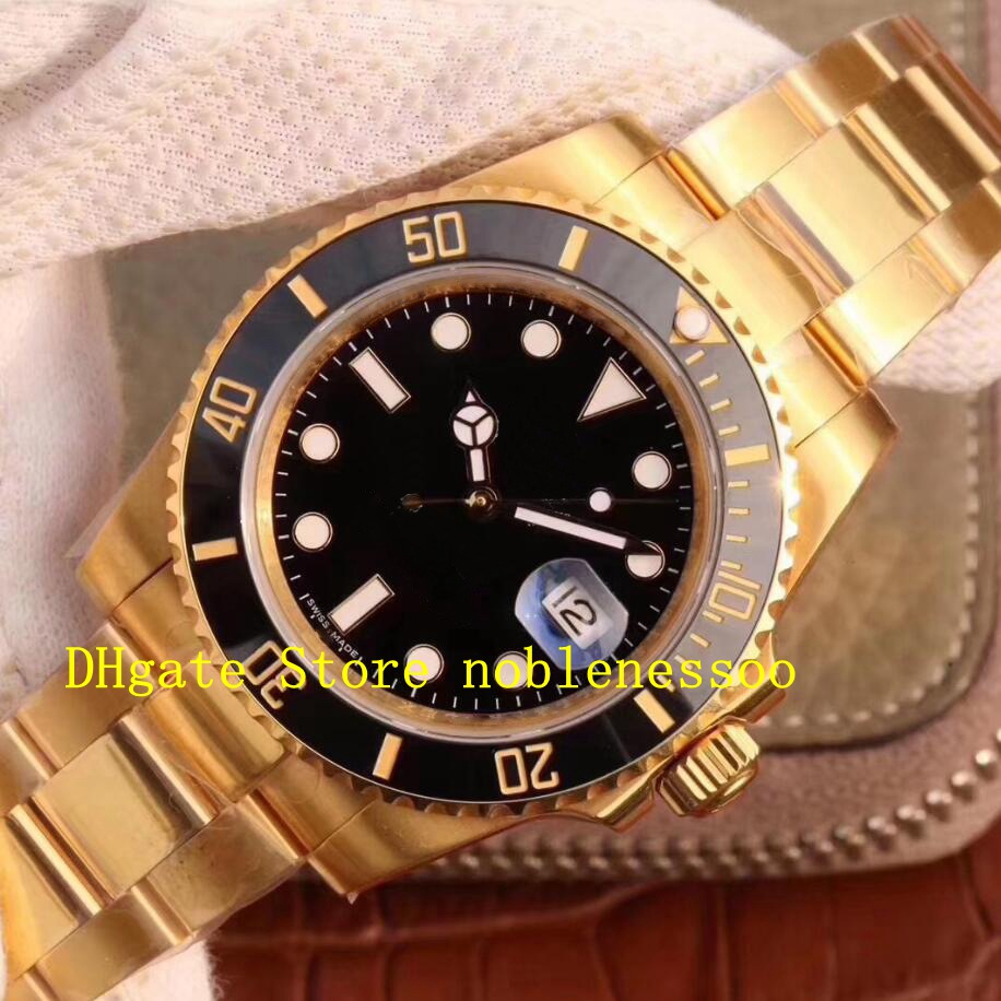 

2 Color Mens N Factory 904L Steel Watches Men 40mm 116618LN 18k Yellow Gold Black Dial 116618 116618LB Ceramic Bezel NoobF ETA 2813 Automatic Movement Watch, 01