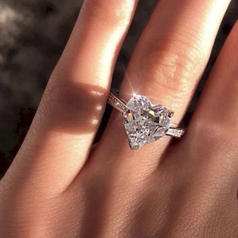 

Hot style Copper Set Zircon Heart cz diamond Ring for Engagement Party Ring