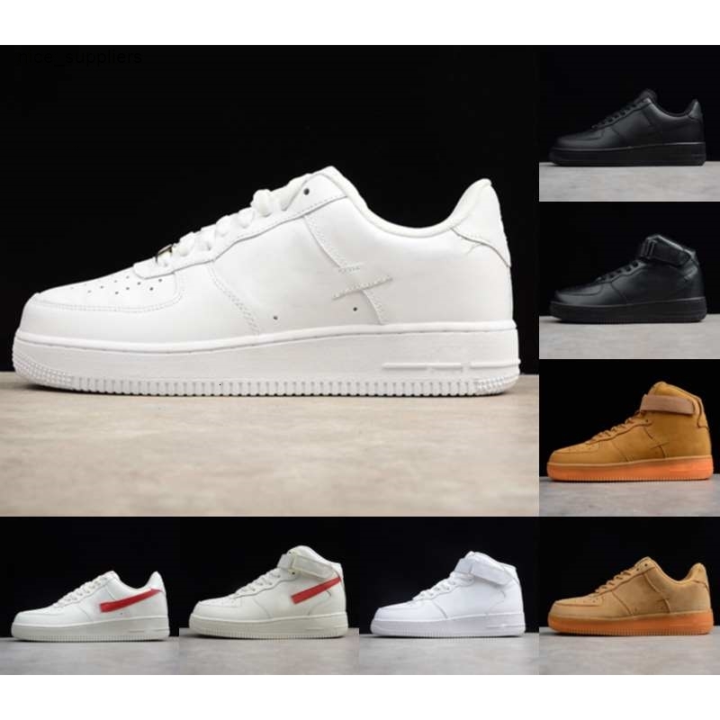 

2021 NEW Men Low Skateboard Shoes Cheap One 1 Knit Euro Air High Women Forces All White Black Red Discount Trainer Designer Casual