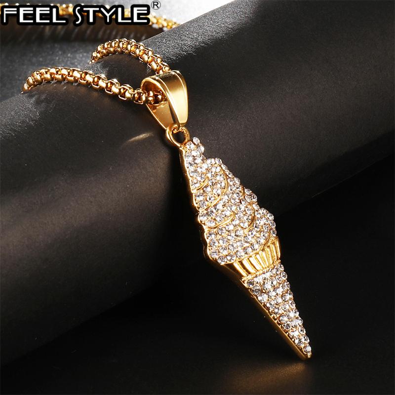 

Pendant Necklaces Tready Iced Out Cream & Pendants 316L Stainless Steel Necklace For Men HIP Hop Jewelry