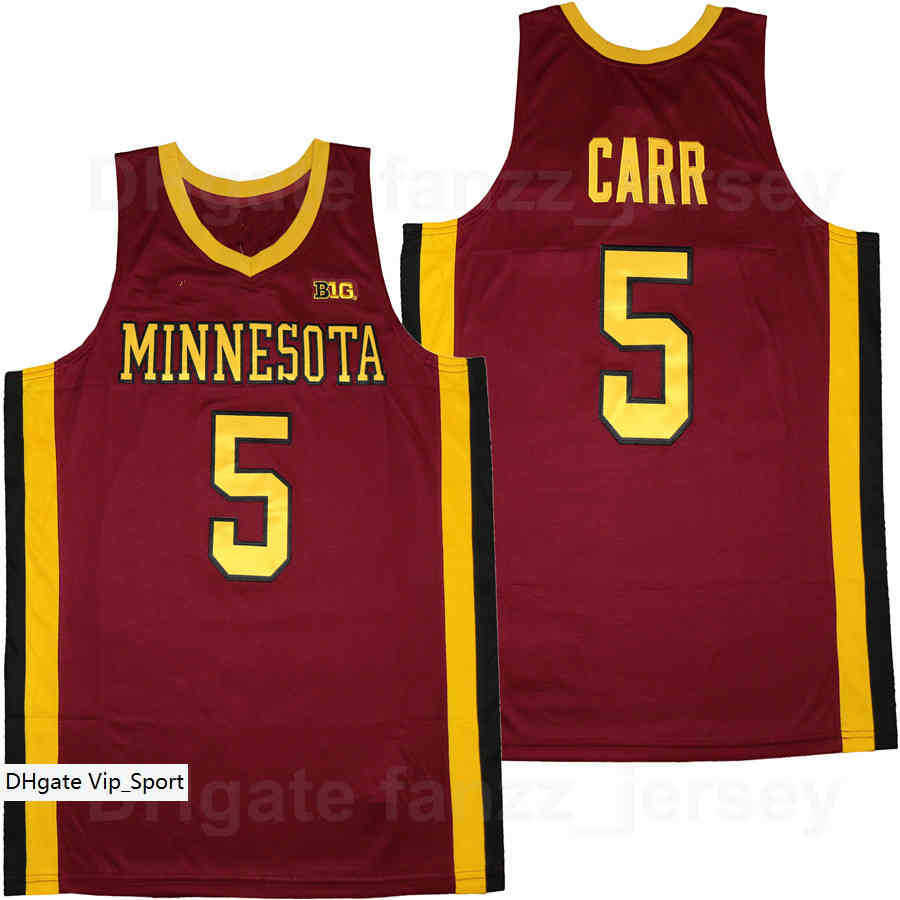 

Minnesota Golden Gophers College 55 Marcus Carr Jersey Men Basketball University Red Team Color Breathable Pure Cotton Sports Shirt Uniform, 5 red