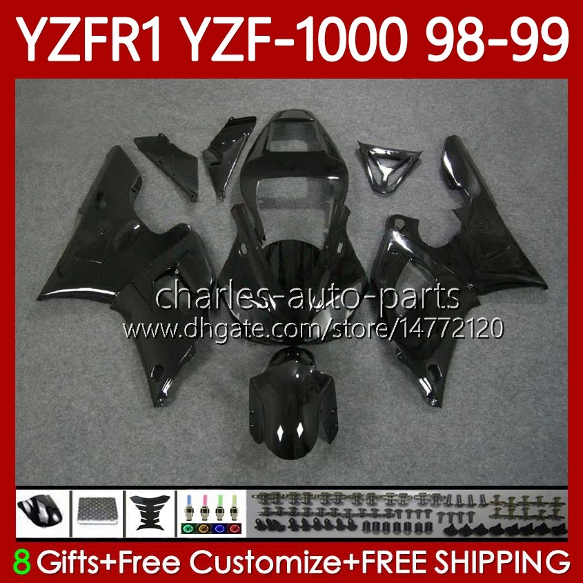 

Gloss black Motorcycle Body For YAMAHA YZF-R1 YZF-1000 YZF R 1 1000 CC 98-01 Bodywork 82No.1 YZF R1 1000CC YZFR1 98 99 00 01 YZF1000 1998 1999 2000 2001 OEM Fairings Kit, No. 11