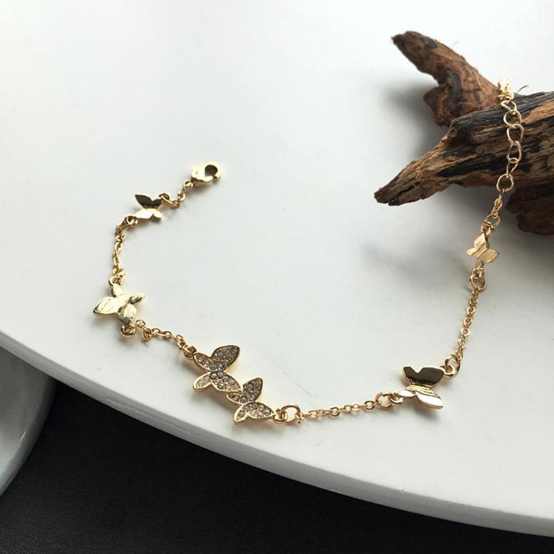 

Exquisite Shining Rhinestone Butterfly Bracelet Charming Lady Wedding Gold Elegant Women's Party Jewelry Girl Gift Link, Chain, Black