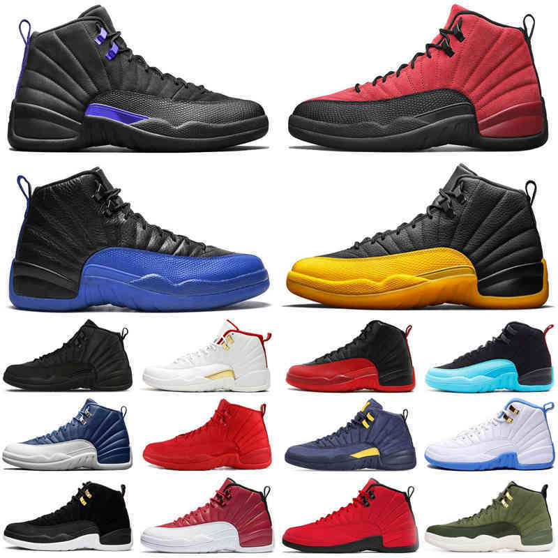 

2021 Dark Concord 12 12s jumpman men basketball shoes Reverse Flu Game University Gold Game Royal mens trainers sports sneakers size 7-13, #1 dark concord