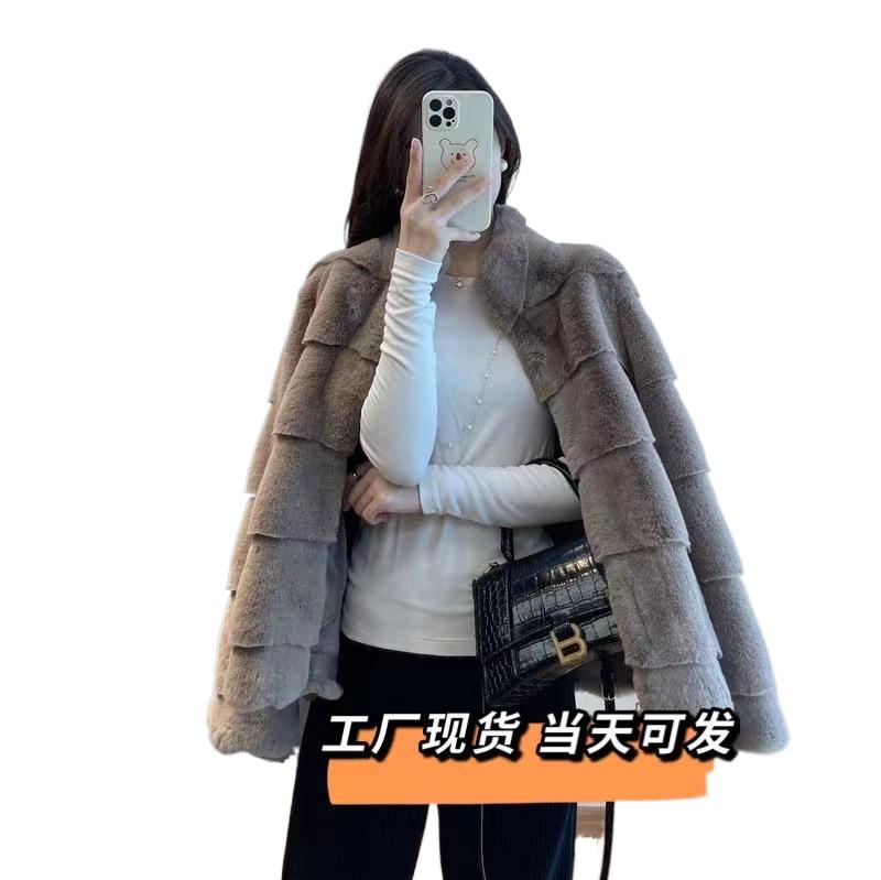 

Women's Fur & Faux 100%True Mink Skin2021Autumn And Winter HainingTrue SkinGrass Overcoats Female Coat Short, Black