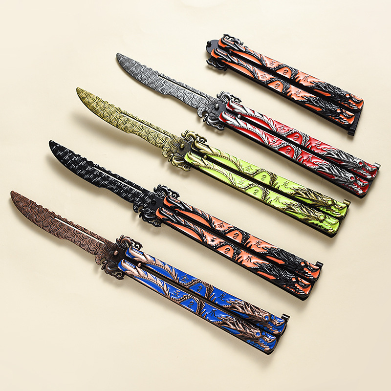 

Eat Chicken Five Claws Golden Dragon Animation Butterfly Knife Alloy Weapon Model Toys Student Tourism Crafts Not Cut Edge, Slivery;golden