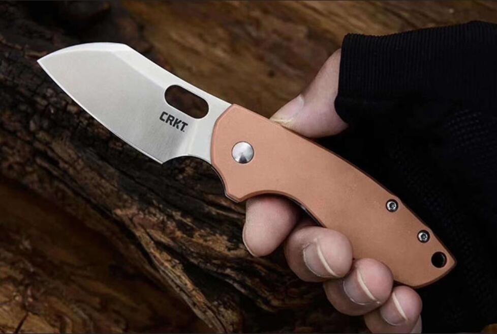 

Columbia Crkt 5311CU Tactical Folding knife 8cr13mov blade Two sided color copper handle Camping outdoor EDC tool