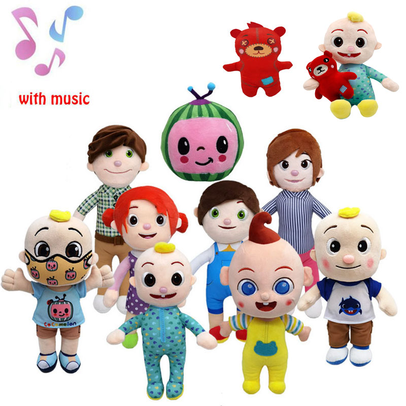 

All Style 15-33cm Cocomelon toys Plush with music Cartoon Tv Series Family Jj Sister Brother Mom And Dad Toy Dall Kids Gift Stuffed doll