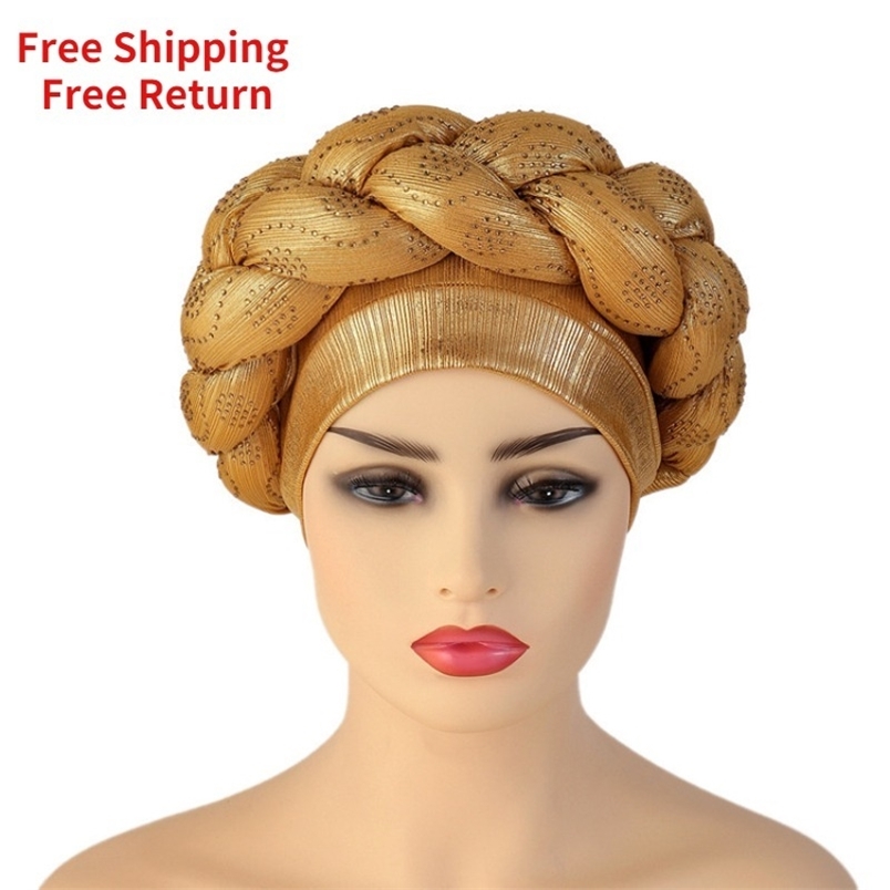

African Hat Pattern Headwrap Hats for Women Pre-Tied Africain Designer Bonnets Turban Knot Aso Oke Africaine Turbante Auto Gele 220124, Cap 008