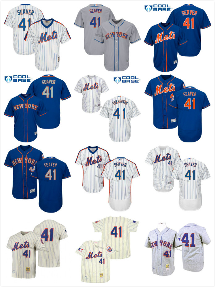

41 Tom Seaver Jersey Custom Jacob deGrom Pete Alonso Mike Piazza Dwight Gooden Keith Hernandez Darryl Strawberry Francisco Lindor, Blue;black