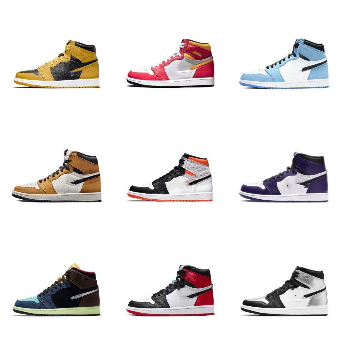 

2021 authentic 1 high og white university blue 1s shoes bred toe black dark mocha chicago obsidian banned hyper royal union balvin men women