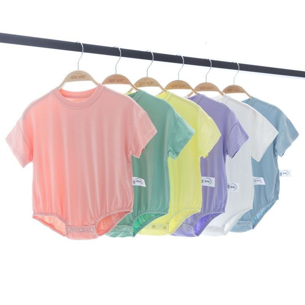 

Modal baby triangle Khaki thin summer one piece ice silk air conditioning pajamas fart clothes, White
