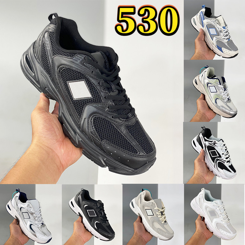 

Top quality 530 Running Shoes black moonbeam sea salt silver metallic blue white navy metallic red men women designer trainers sneakers, Bubble wrap packaging
