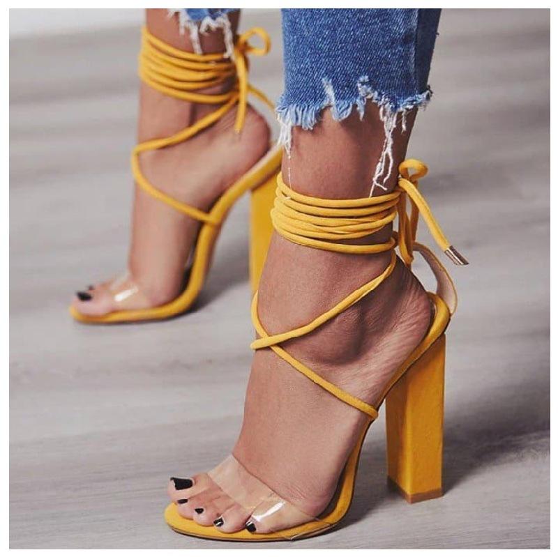 

Dress Shoes Women Laces Sandals, Yellow