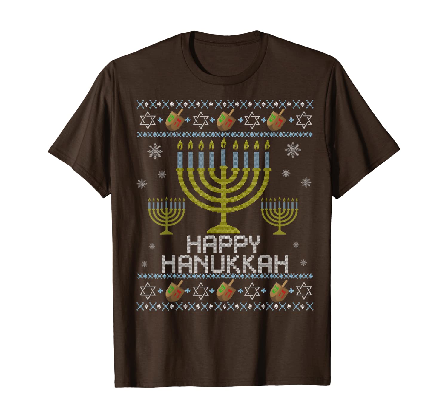 

funny hanukkah ugly sweater happy hanukkah menorah candles t-shirt, White;black