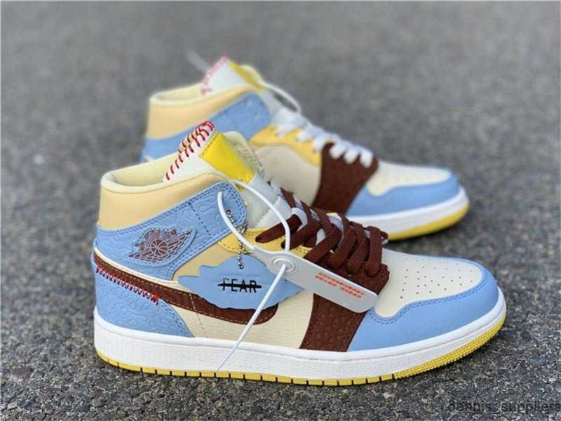 

Fearless 1 Mid SE Maison Shoes Chateau Rouge Retro PALE VANILLA CINNAMON Blue Yellow Men Outdoor basketball shoe, Bubble wrap packaging
