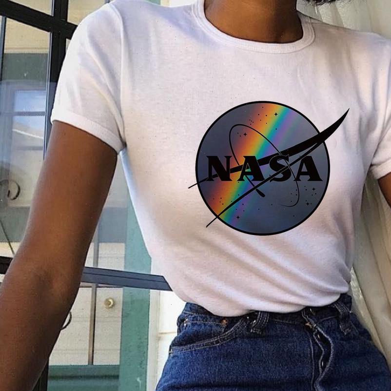 

womens t shirt casual loose rainbow striped o neck short sleeved women female 90s cloth harajuku clothes brandy, White