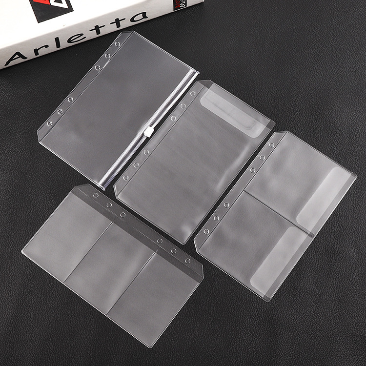 

Book Cover Standard six hole A6 loose leaf inner core transparent PVC traveler notebook storage bag business card zipper
