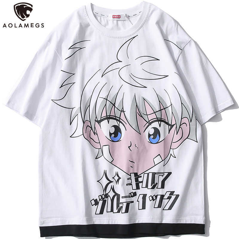 

Aolamegs T-shirt Men Japanese Anime Boy Kanji Printed Casual Streetwear Summer Fashion Harajuku College Style Tops Clothing 210604, White