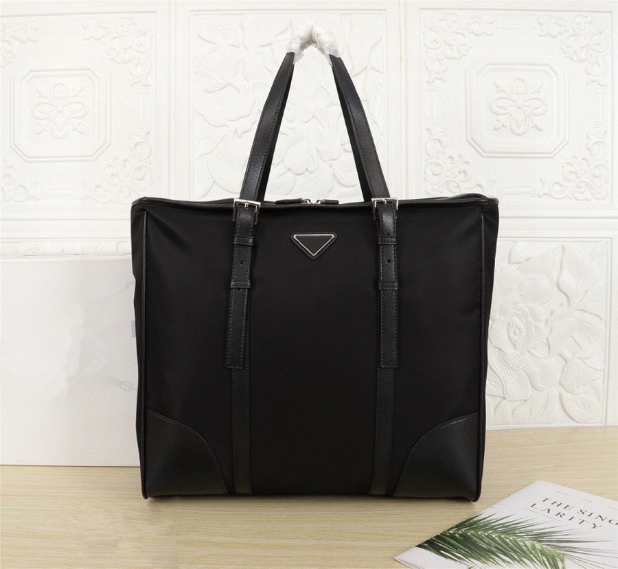 2021 men's black waterproof nylon designer briefcase laptop bag large capacity classic casual office handbag-image-683408209