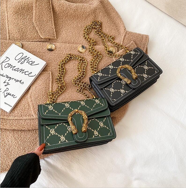 

Factory wholesale women bag sweet and lovely embroidered chain bags street fashion contrast leather handbag embroidereds fashionsshoulder handbags