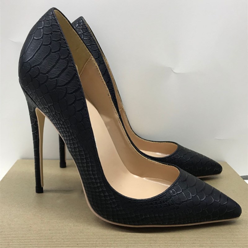 

Autumn Classic Black Shoes Matte Snake High Heels Shallow Mouth Stiletto Thin Heel Pointy Toes Comfortable Dress Shoe Women Pumps Designers Party, Heel 10cm