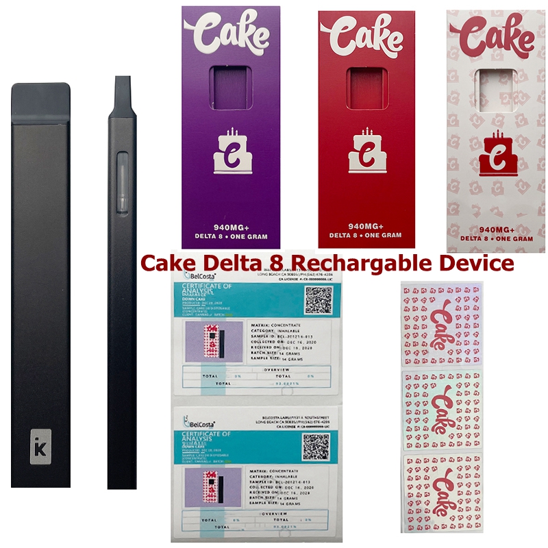 

Wholesale Cake Delta 8 Rechargable Vape Pen Disposable E-cigarettes 1.0ml Empty Ceramic Coil Thick Oil Pod Cartridge 270mAh Battery With gift box packages