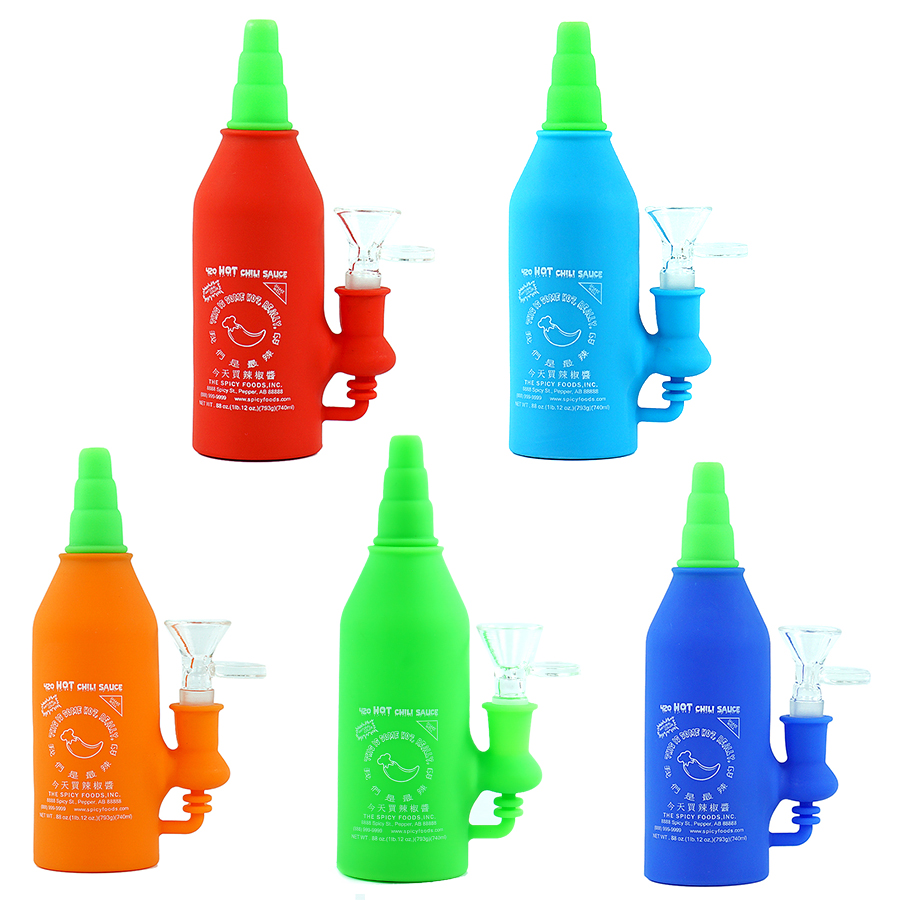 

Water pipe Sriracha bottle bong dab rigs silicone hookahs bongs 6.5'' smoking pipes for dry herb