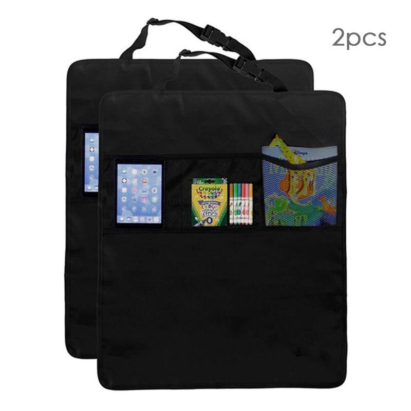 

Seat Cushions 2pcs Auto Back Protector Anti-Kick Pad With 3 Pocket Car Dirt-proof Mat Storage Bag
