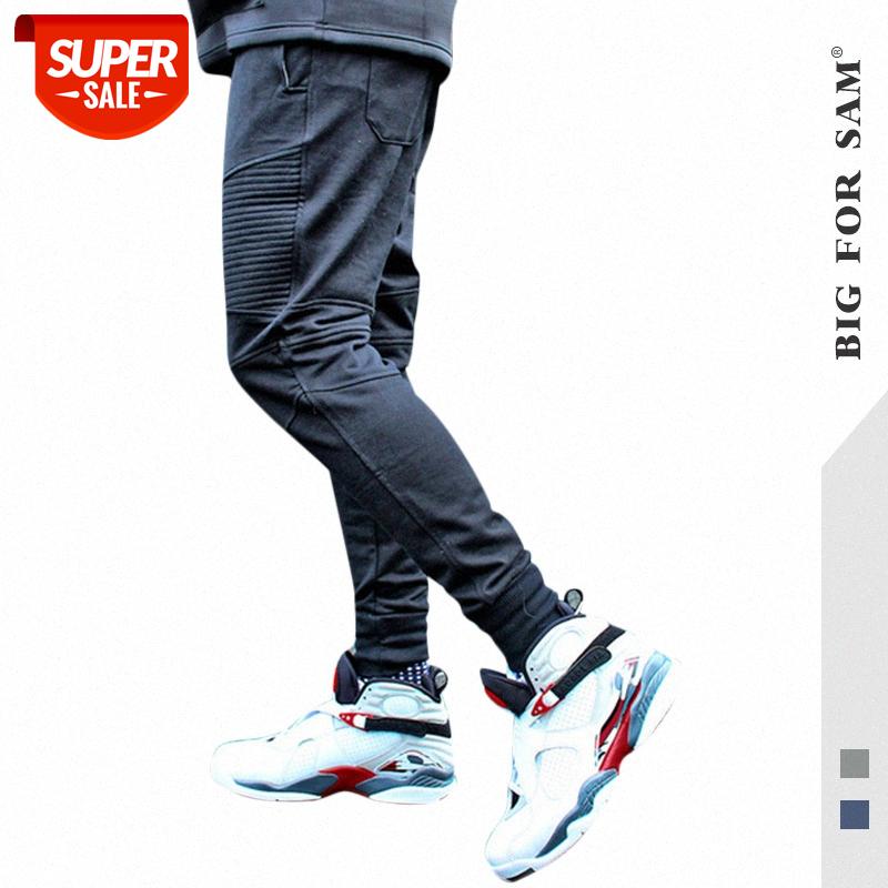 

men's stitching sports trousers, feet pants, sweater casual men #SM87, Black
