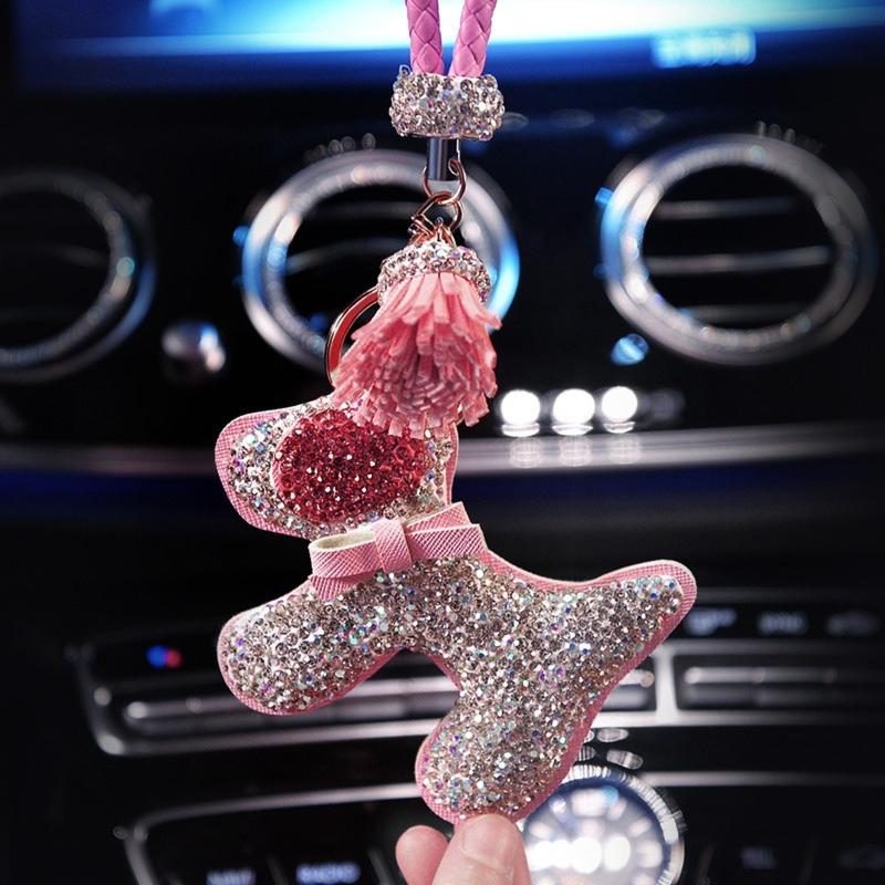 

Keychains Dog Keychain Cute Doll Key Chain Creative Ins Bag Pendant Car Leather Ring Lanyard For Keys Bling Accessories Girls