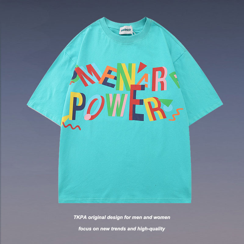 

t shirt tkpans harajuku rainbow letter printed short sleeve for men and women, White;black