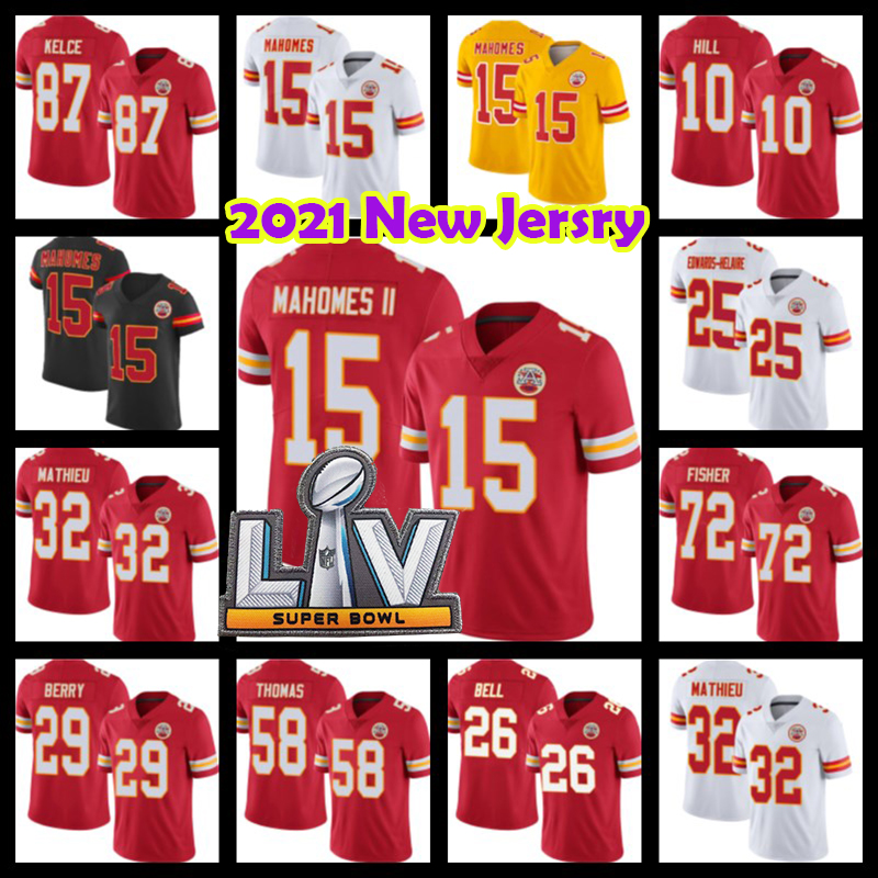 

15 Patrick Mahomes Jersey 10 Tyreek Hill 87 Travis Kelce 25 Clyde Edwards-Helaire Football 90 Tim Ward 53 Anthony Hitchens 32 Tyrann Mathieu Men 95 Chris Jones Youth, Men jersey+patch