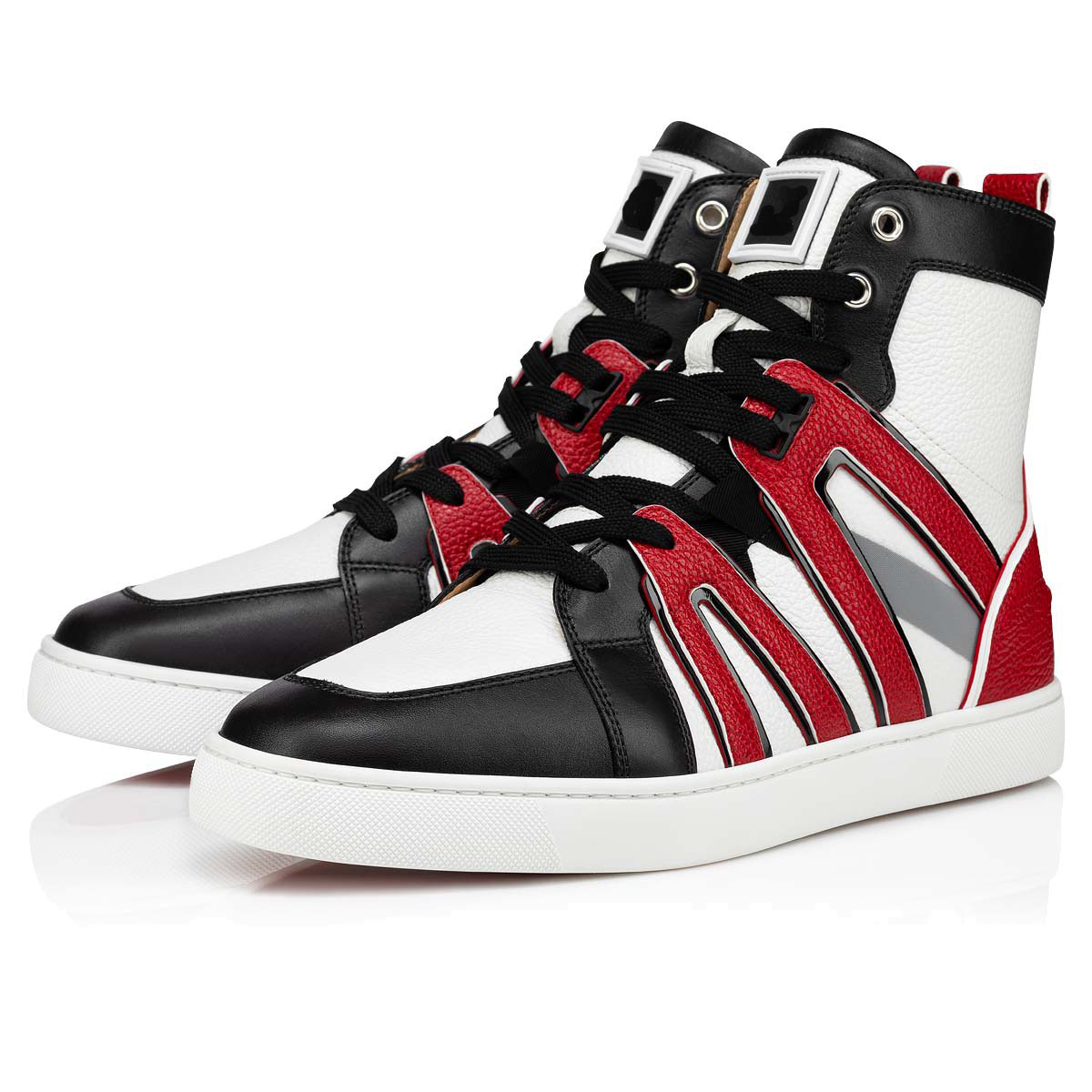 

Spring and Autumn Men Dress shoes red bottom Vida Top high-top sneaker calfskin leather textures lace-up Round toe rubber sole basketball sneaker