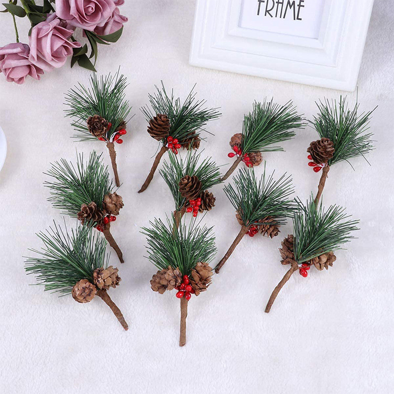 

10Pcs Mini Pine Needles Christmas Tree Accessories Gift Box Decoration Artificial Plants Christmas Decoration Ornaments