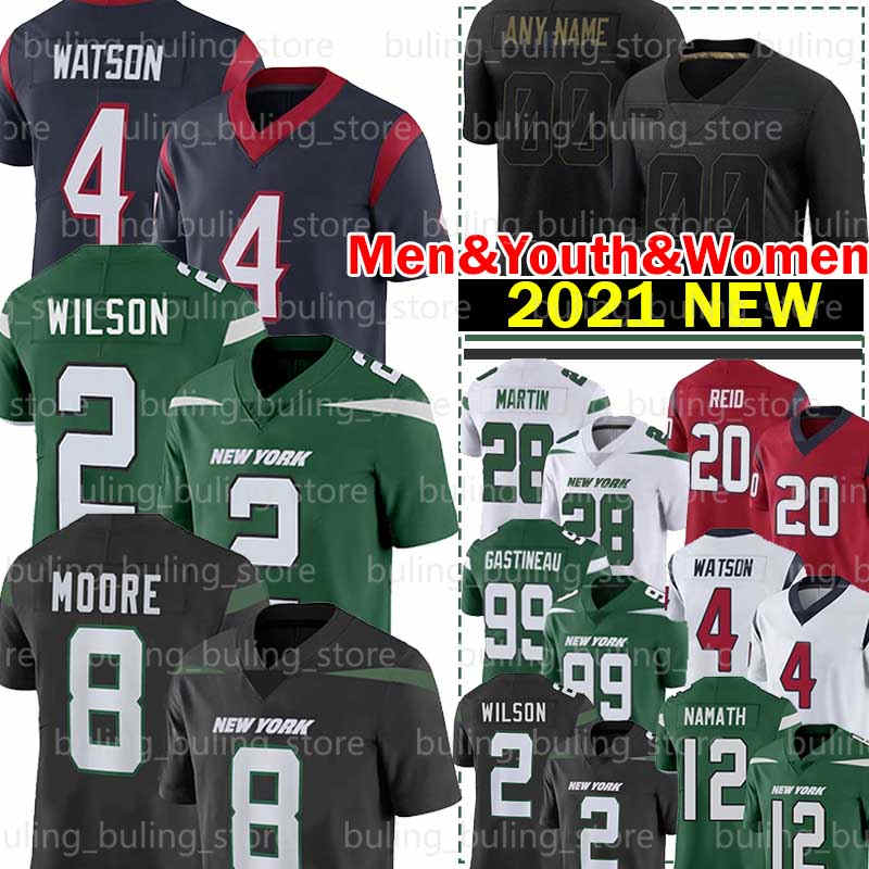

New 2 Zach Wilson Jersey York Jets Houston Texans 4 Deshaun Watson 8 Elijah Moore Mekhi Becton Mark Gastineau Curtis Martin Joe Namath Davis Mills Football, New jersey(p q j)
