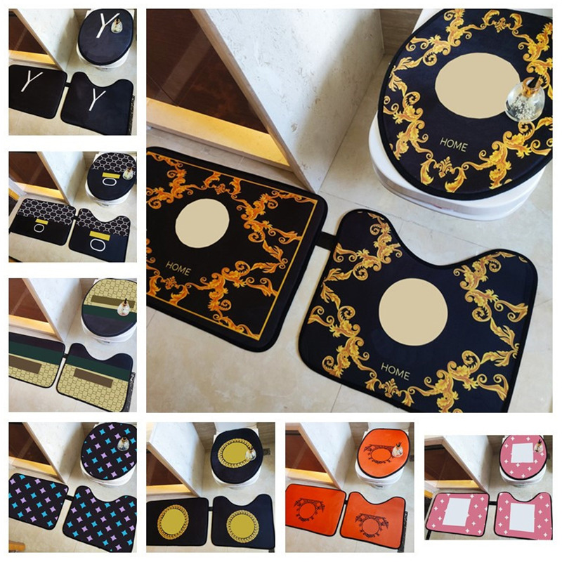 

Summer Latest Toilet Seat Covers Fashion Print Bath Mat Carpet High Quality Bathroom Accessories Three Piece