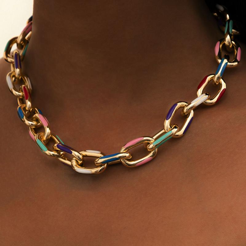 

Chokers Fashion Colorful Oil Painting Choker Bracelet For Women Minimalist Exaggerated Personality Night Club Hip Hop Necklace Jewelry