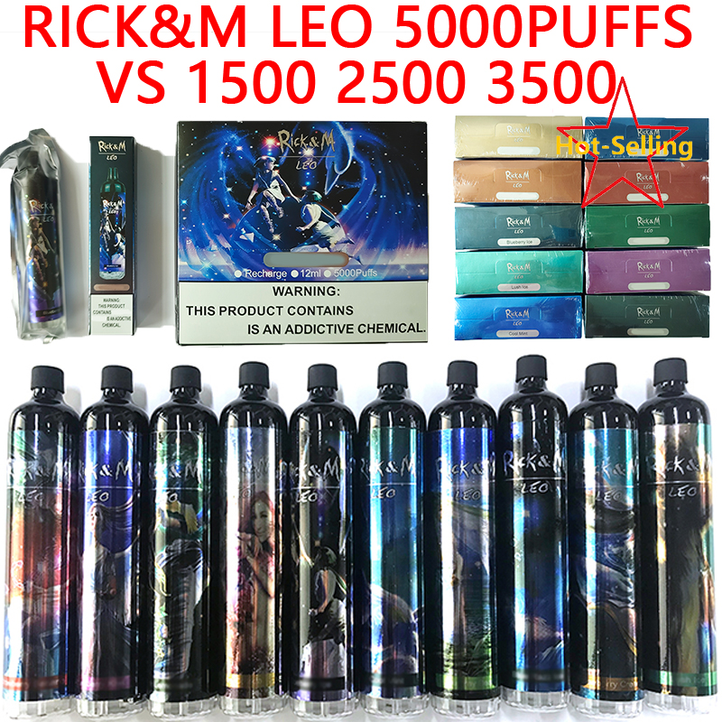 

Original Rick&M LEO 5000Puffs Rechargeable Disposable Vape Pen E Cigarette Device With RGB Light 1100mAh Battery 12ml Cartridge Big Vapor Kit vs 1500 2500 3500