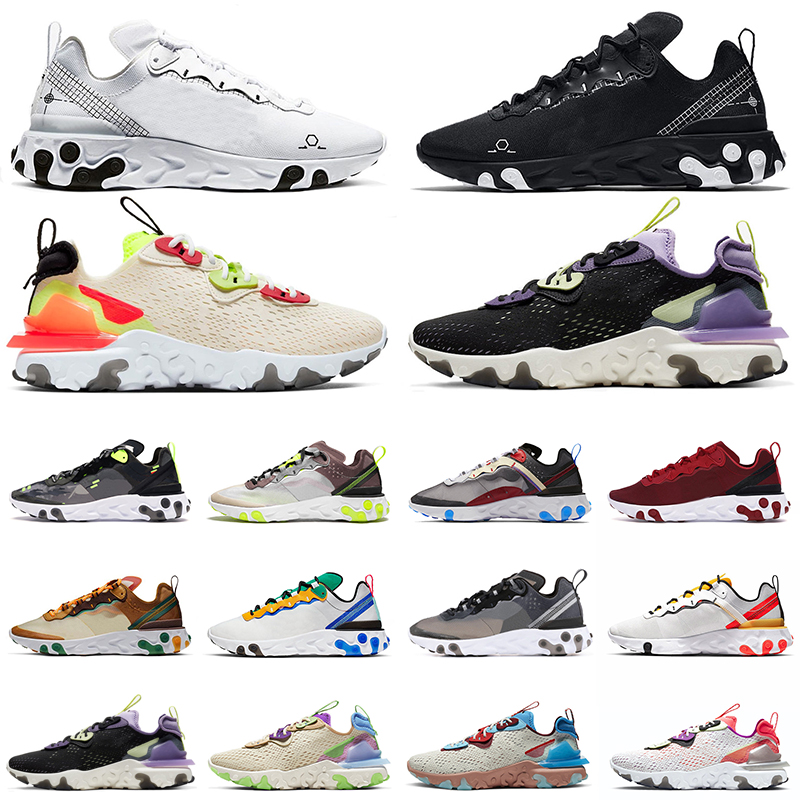 

React Vision 87 55 Running Shoes Triple White Black Schematic Iridescent Barely Volt Honeycomb Worldwide Women Mens Trainers Sports Sneakers, Vision 36-40 honeycomb