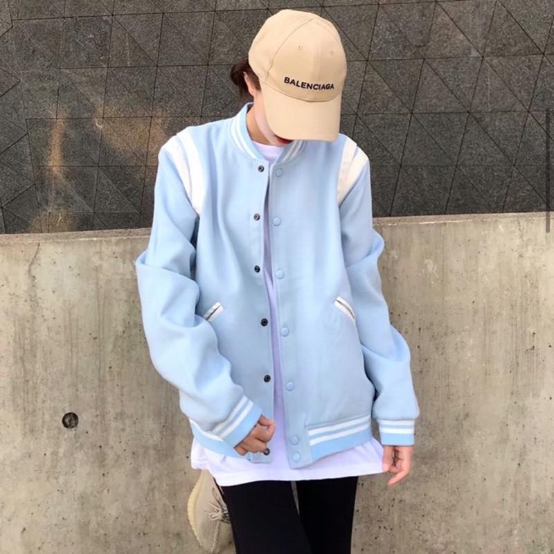 

Men' Jackets Winter SLP Classic Cloth Joining Together Baby Blue Jacket Baseball Uniform Coat Loose High Street With Thick, Sky blue