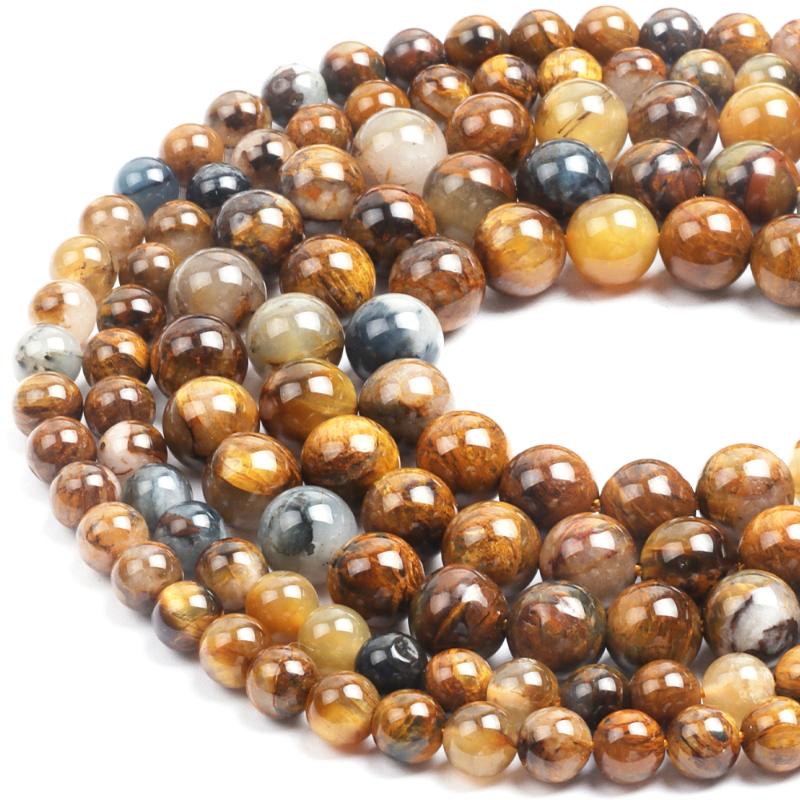 

Other Natural Yellow Peter Stone Round Loose Smooth Beads For Jewelry Making DIY Bracelet Accessories