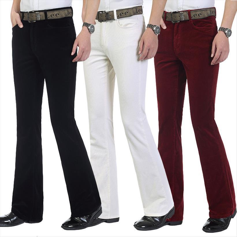 

spring autumn corduroy women pants boot cut male mid waist business casual flares trousers 27 38, Black