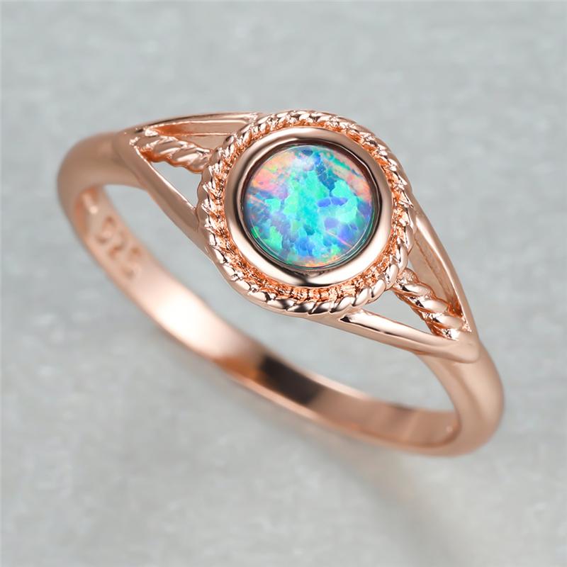 Wedding Rings Simple Female Blue Opal Stone Ring Charm Rose Gold Color Thin Engagement Trendy Bridal Round For Women-image-711429715