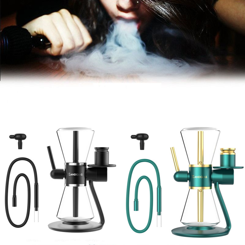 

SANDGLAS Gravity Bong Hookah Set Multi-Function Dual-Use Smoking Suit Narguile Sheesha Water Pipe Complete Shisha with 360 Hourglass Shape Rotating Glass