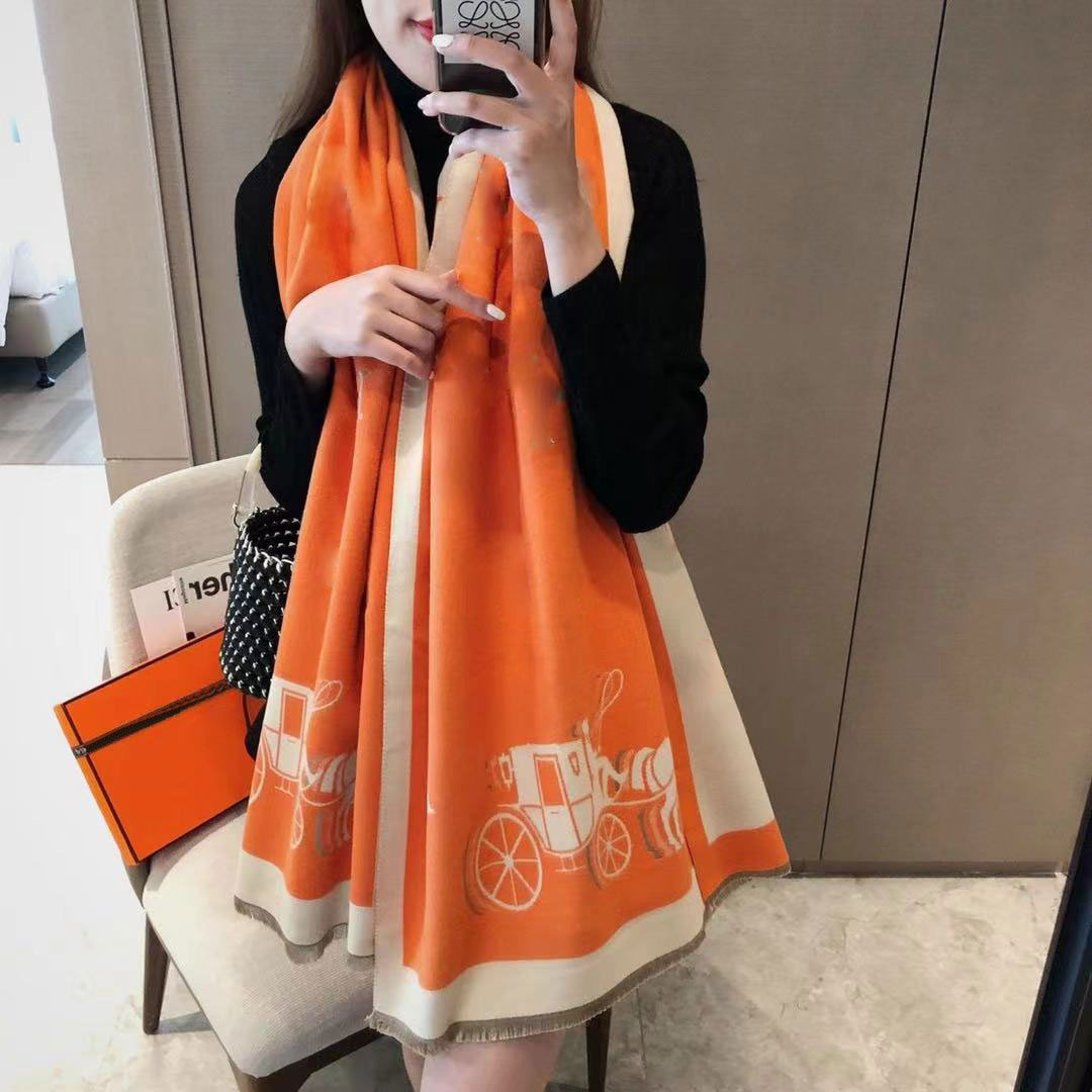

Winter luxury thickened scarf neutral cashmere soft warmth double-sided two-color long scarf shawl size 180 * 70