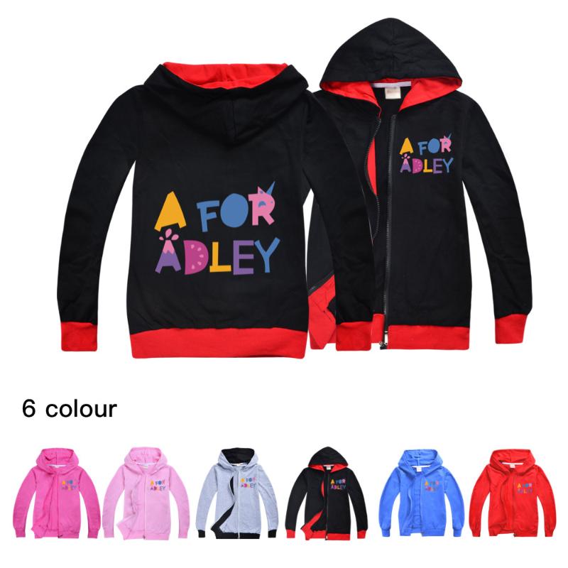 

Jackets Spring Autumn A For Adley Jacket Hoodie Outwear Sweatshirt Zipper Cardigan Children Coat Clothing Girls Sweater Baby 6-14Y, Blue;gray
