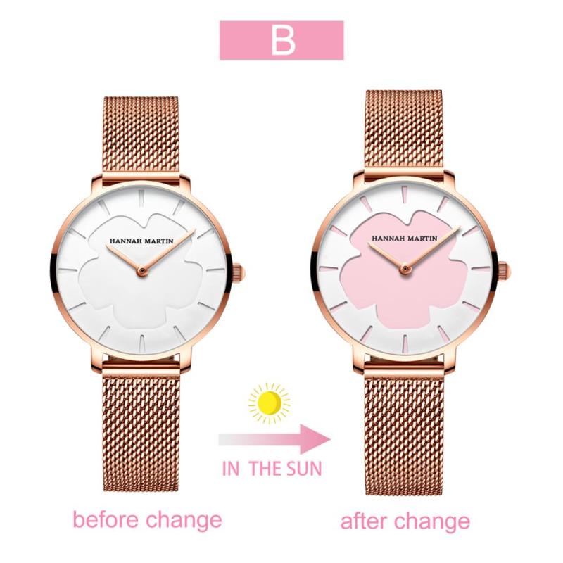 

Cool Design Stainless Steel Wristband Flower Face With Changing Color Women Watches Bracelet Watch Ladies Wristwatches, Purple without box
