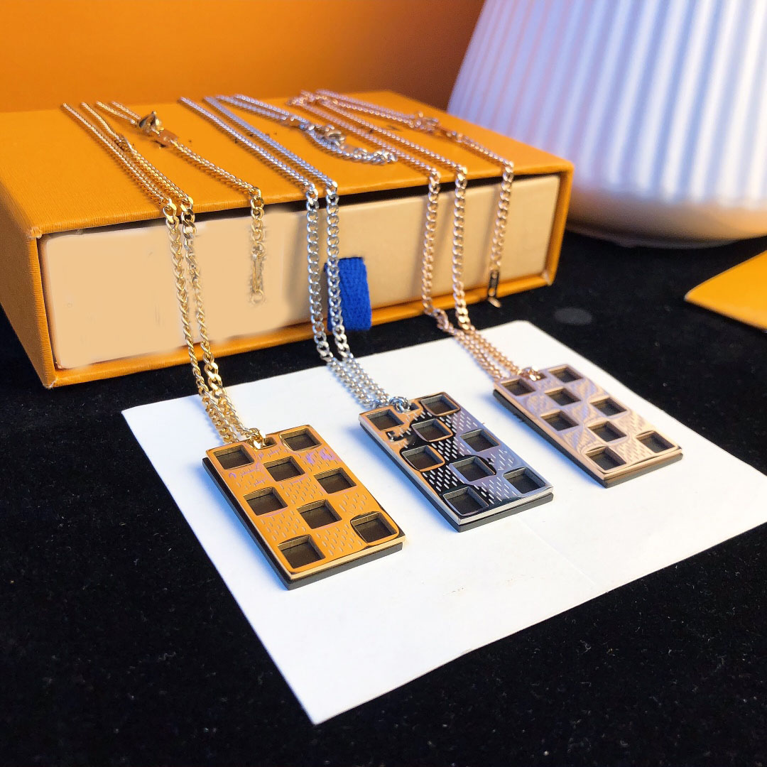 

Clavicle Square Pendant Necklace for Women Gold Silver Stainless Steel Chain Collares Square Necklaces Customize Minimalist Jewelry No Box