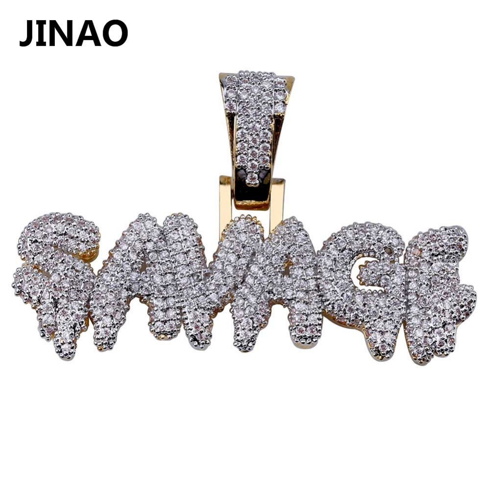 

JINAO Men's Iced Out SAVAGE Pendant Necklace Gold Color Plated Micro Pave AAA Cubic Zircon Hip Hop Gems Druzy Jewelry Gifts X0509